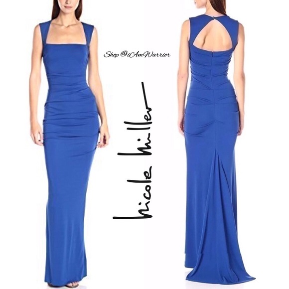 Nicole Miller Collection NWT cobalt ruched gown *shop@iamwarrior - Picture 1 of 9